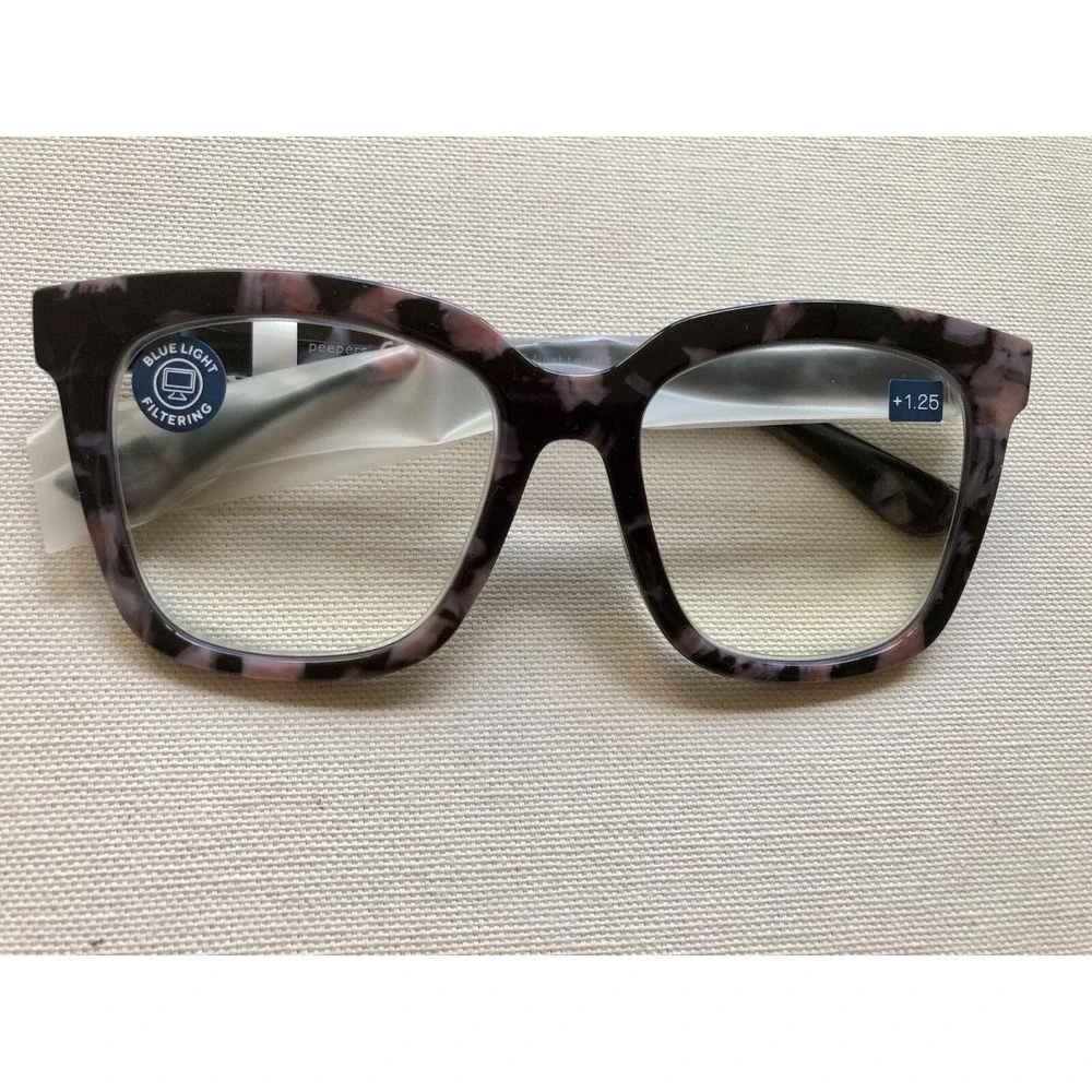 New Next Level Black Marble Peepers Blue Light filtering Glasses +1.25
